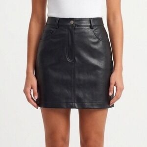 Kloth Black Faux Leather Mini Skirt Medium Bikercore Moto